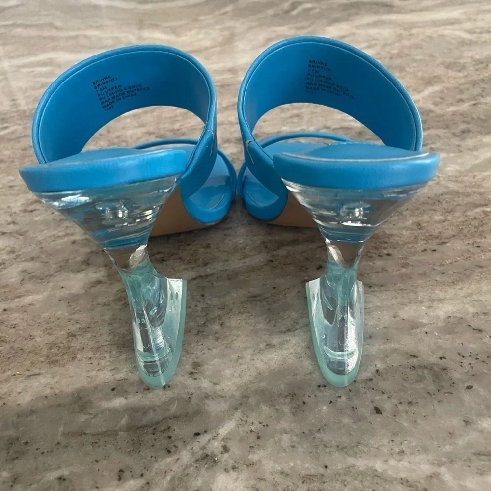 Nwt Steven New York Brinne Lucite Strappy Sandal Light Blue Size 7.5